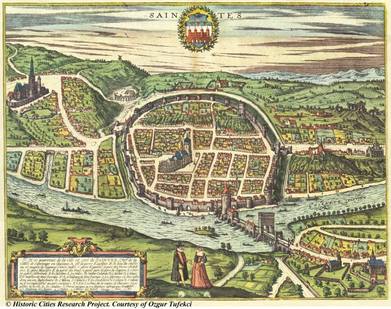 #Plan Braun et Hogenberg de Saintes en 1596 